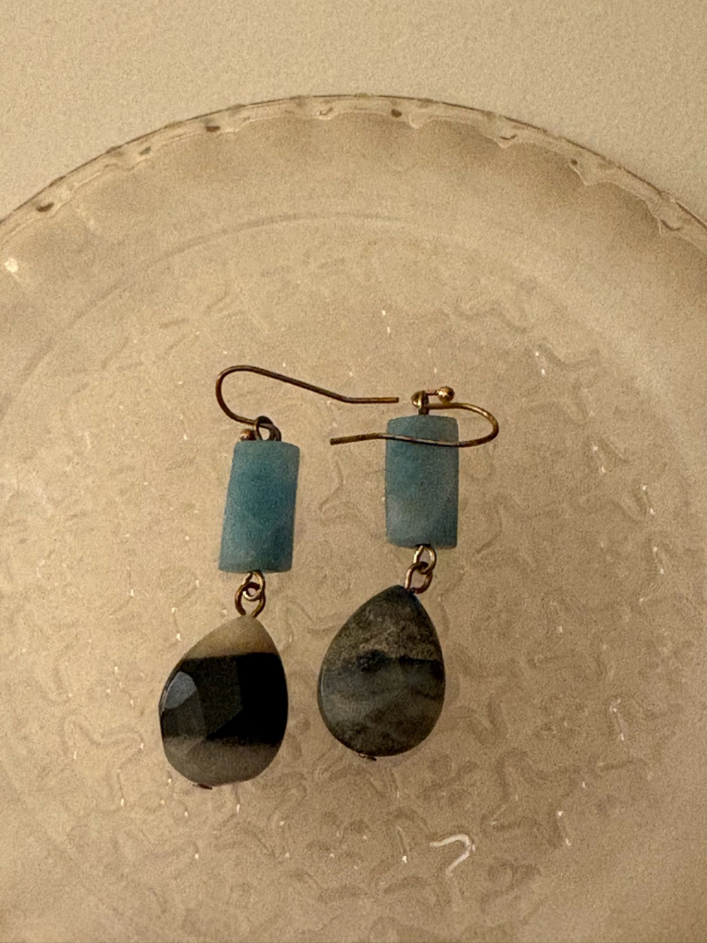 Blue Stone Drop Earrings - Handcrafted Women’s Jewelry